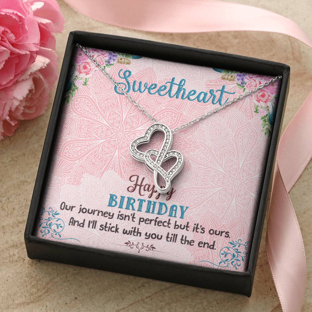 Happy Birthday Sweetheart - Double Heart Necklace Double Hearts Necklace