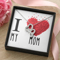 I Love My Mom Double Hearts Cz Necklace Valentines Day Birthday Heartfelt Keepsake Gift Double Hearts Necklace