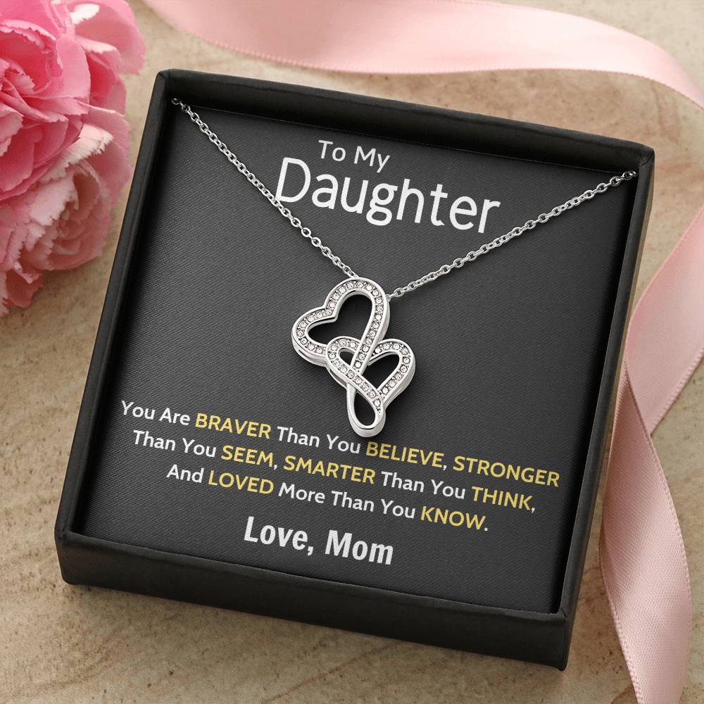Daughter Gift Necklace Daughter Birthday Gift Gift For Daughter Daughter Jewelry 17 Double Hearts Necklace
