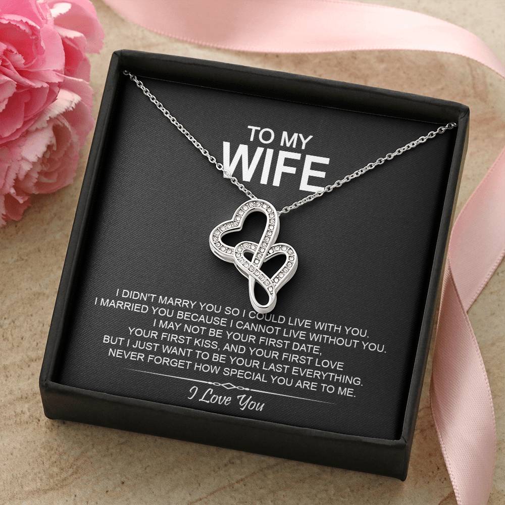 To My Wife - I Love You Message - Tmw02 Double Hearts Necklace