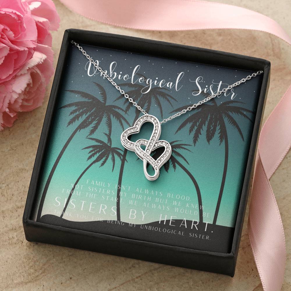 Unbiological Sister Necklace Unbiological Sister Gift Best Friend Necklace Big Little Sorority Soul Sister Bridesmaid  Double Hearts Necklace
