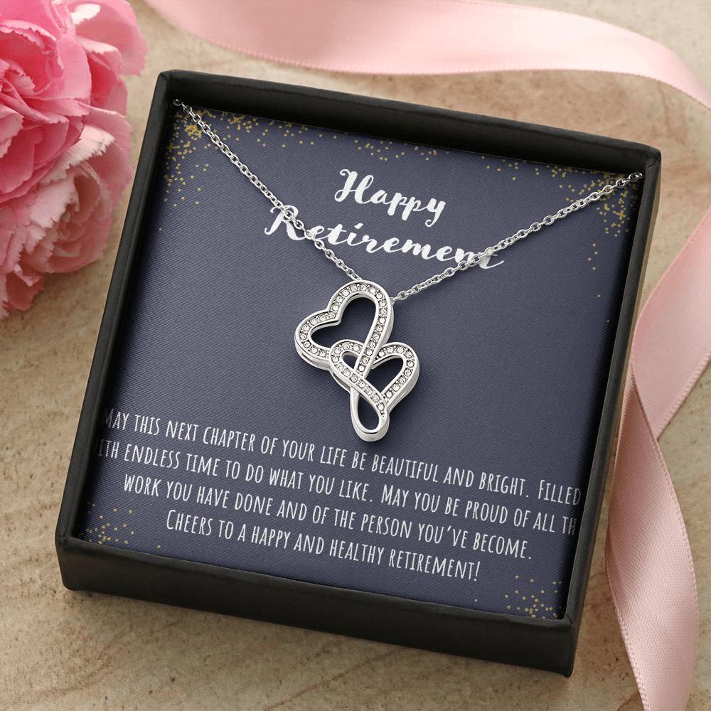 Happy Retirement Double Hearts Necklace