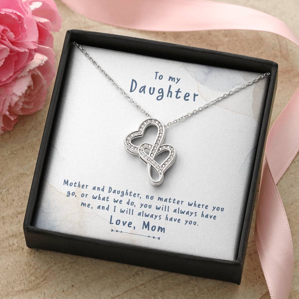 To My Daughter Necklace From Mom 1 Double Hearts Necklace