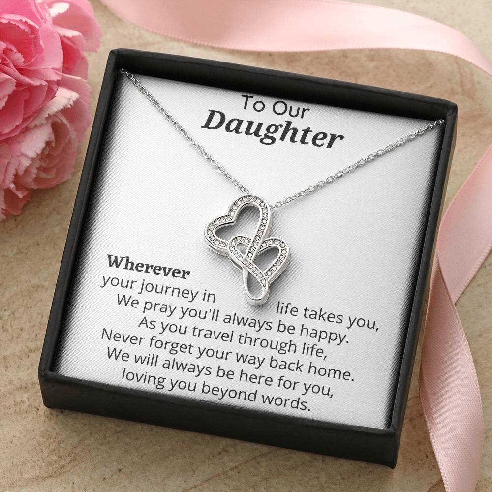 Wherever Your Journey -  Double Hearts Necklace