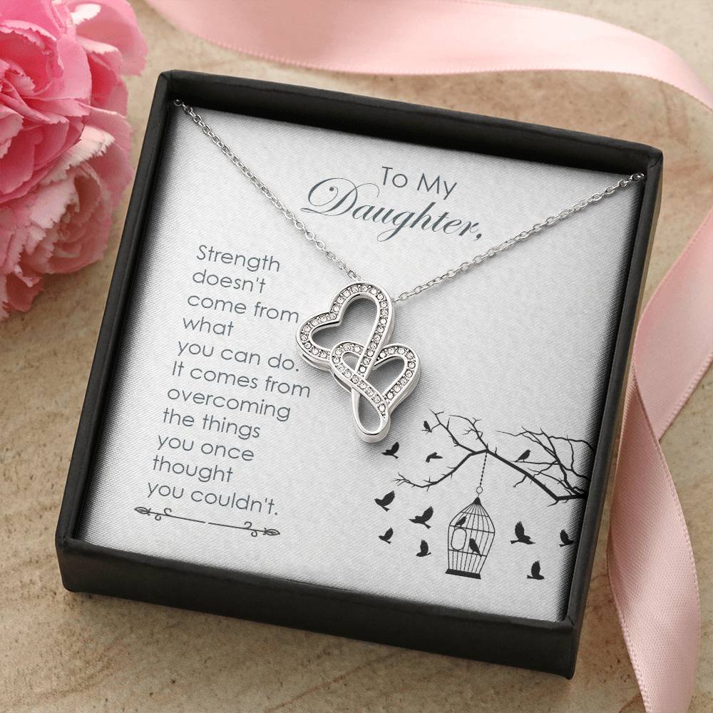 To My Daughter Double Hearts Necklace
