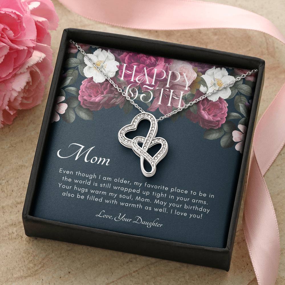 Mother's 65Th Birthday Gift  Gift For Mom On Her Birthday  Gift For Mom From Daughter  Mom Necklace  Best Mom Gift Mes 2 Double Hearts Necklace