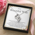 To My Beautiful Wife - Love Card And Necklace S012 Double Hearts Necklace