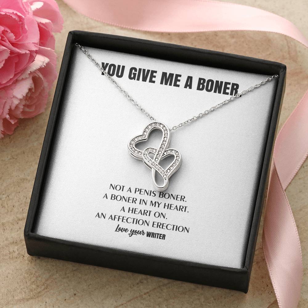 You Give Me A Heart Boner An Affection Erection  Funny & Sarcastic Love For Her Mature Best Fu 4 Double Hearts Necklace