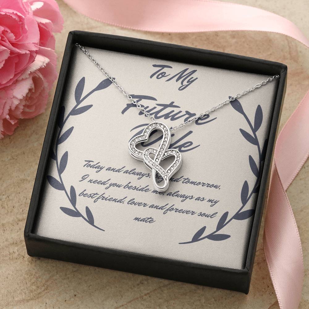 Gift For Future Wife  Gorgeous  Double Hearts Necklace