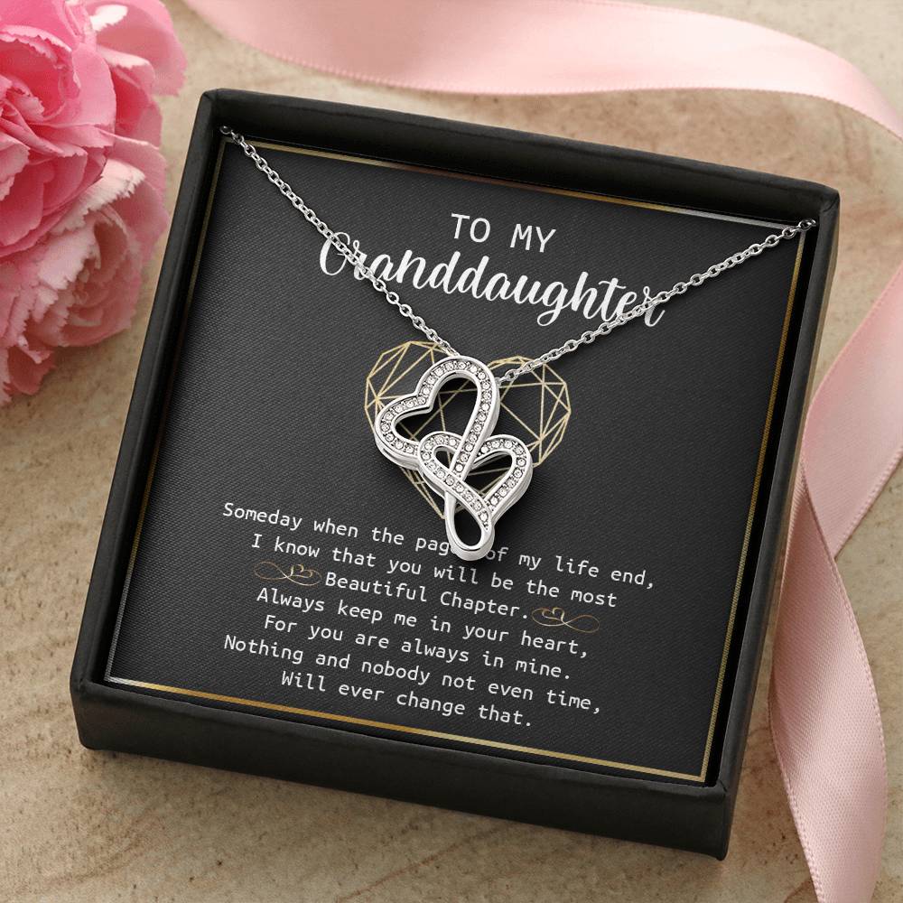 To My Granddaughter - I Love You Message - Tmg04 Double Hearts Necklace