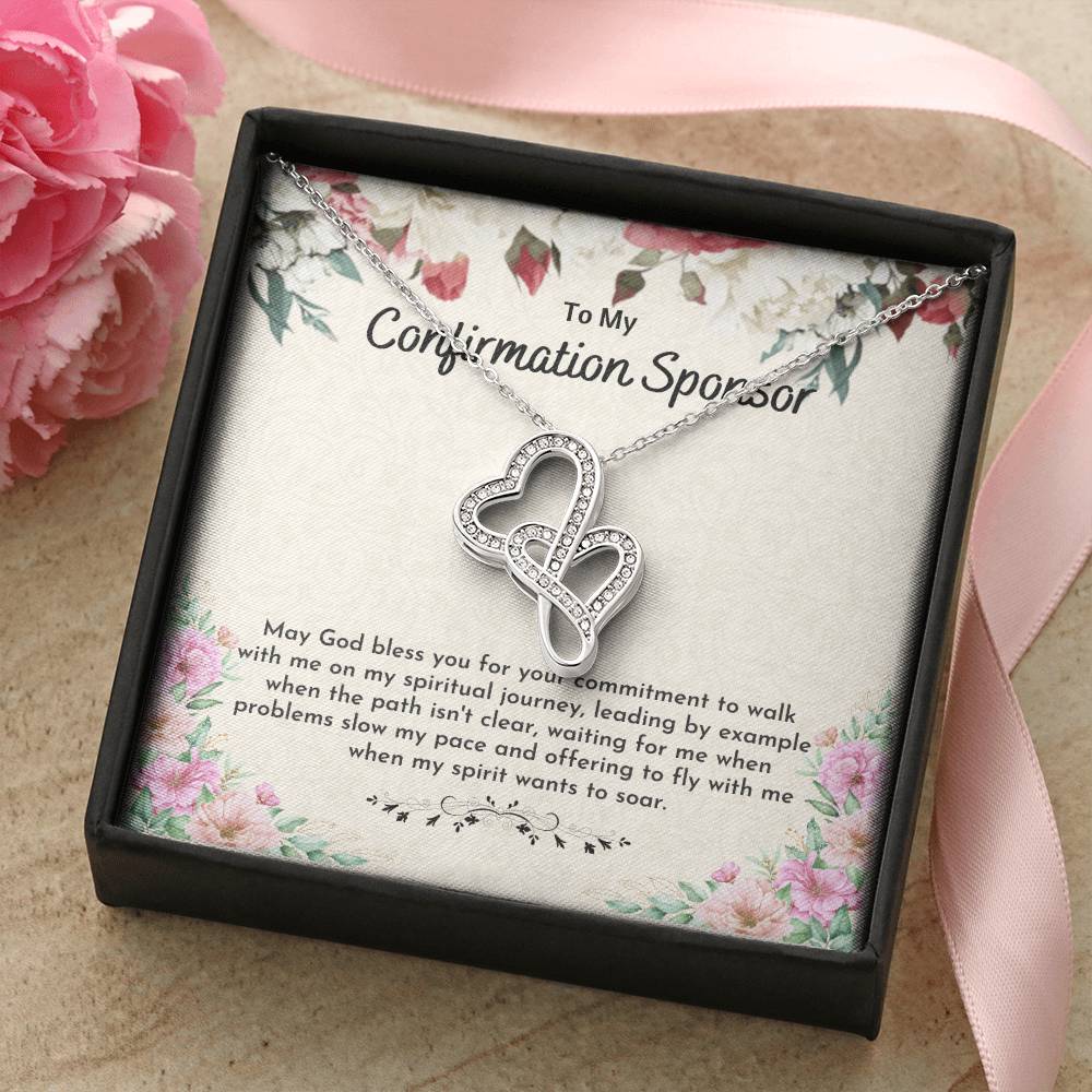 Confirmation Sponsor Gift For Women - Double Hearts Double Hearts Necklace
