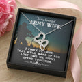 To My Beautiful Army Wife - I Love You -  Double Hearts Necklace