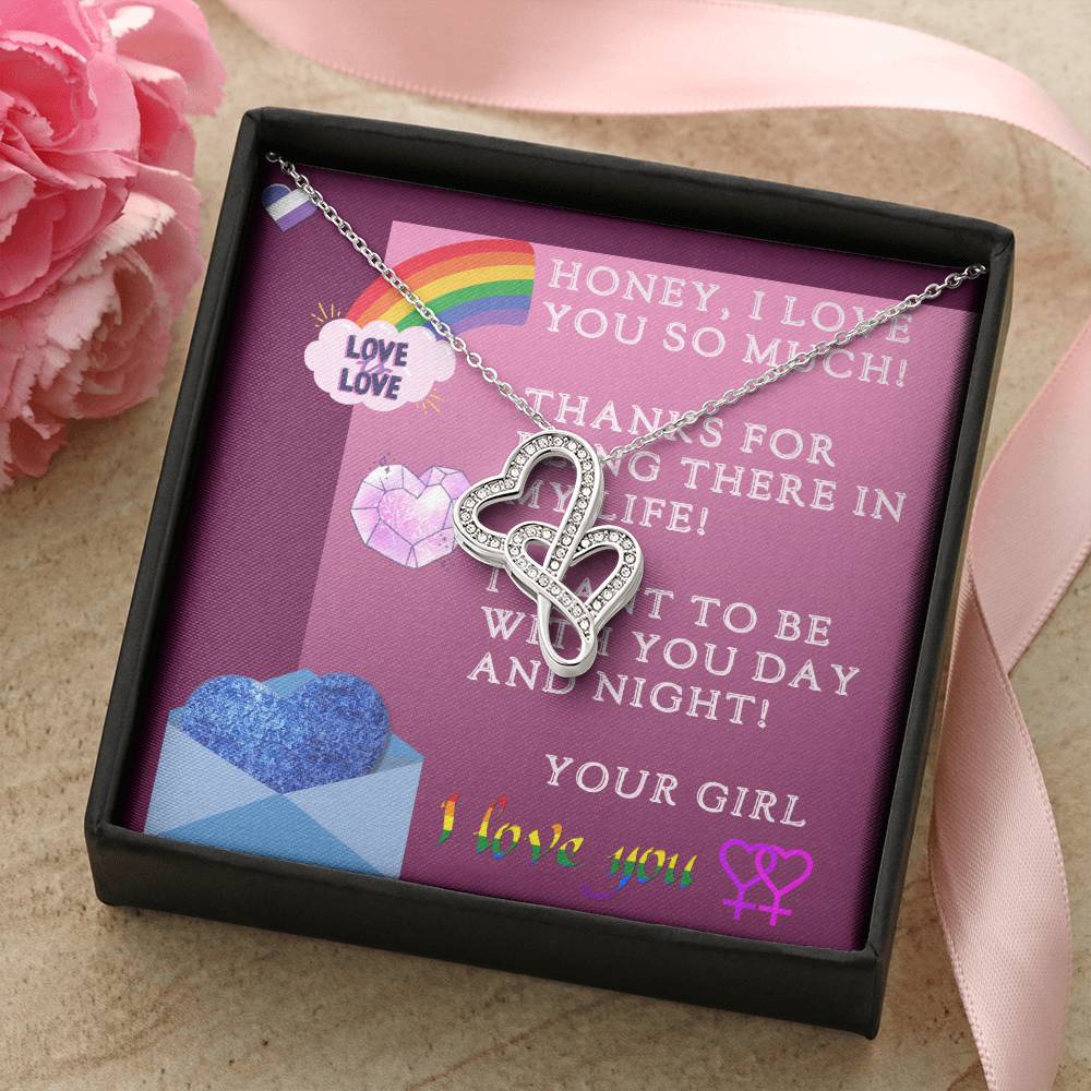 Love Gifts Jewellery Girl To Girl  Double Hearts Necklace