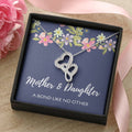 Mother And Daughter A Bond Like No Other 14K White Gold Stainless Steel Necklace Pendant - Gift From Daughter To Mom O Double Hearts Necklace