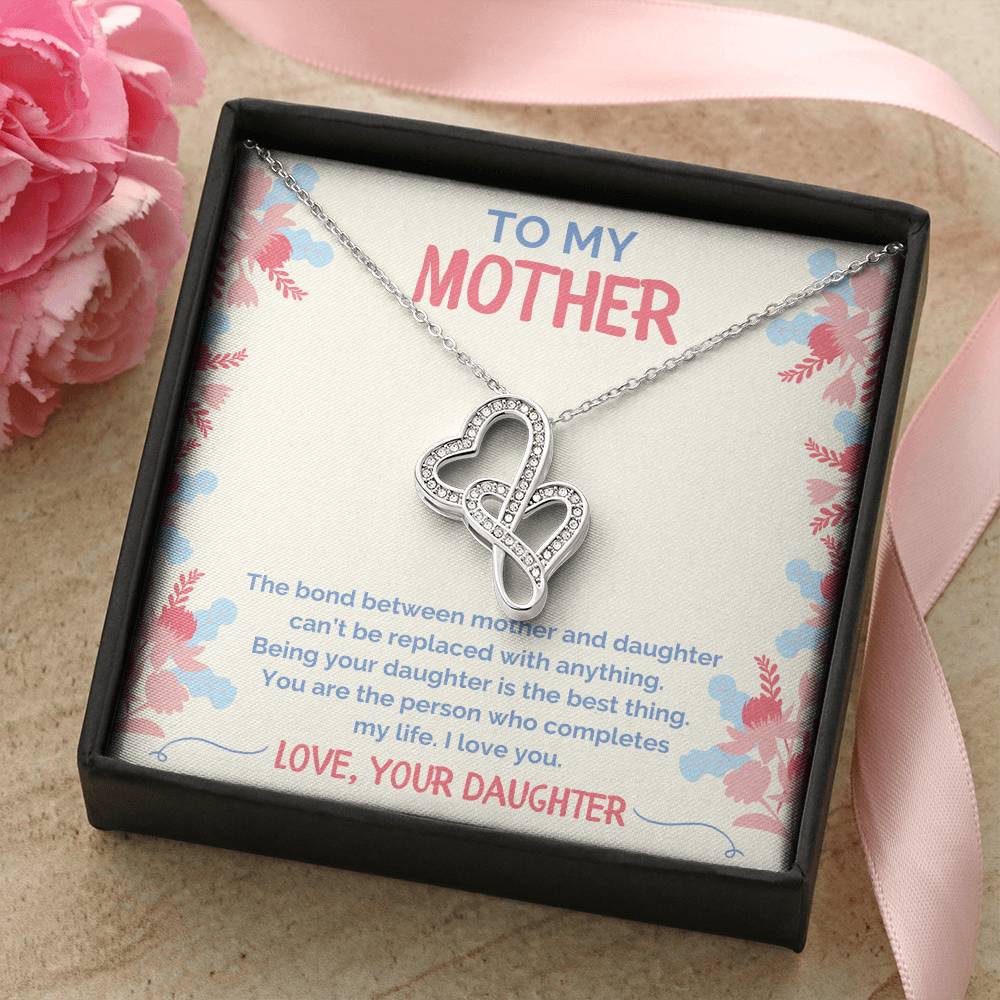 Daughter To Mom Necklace 1 Double Hearts Necklace