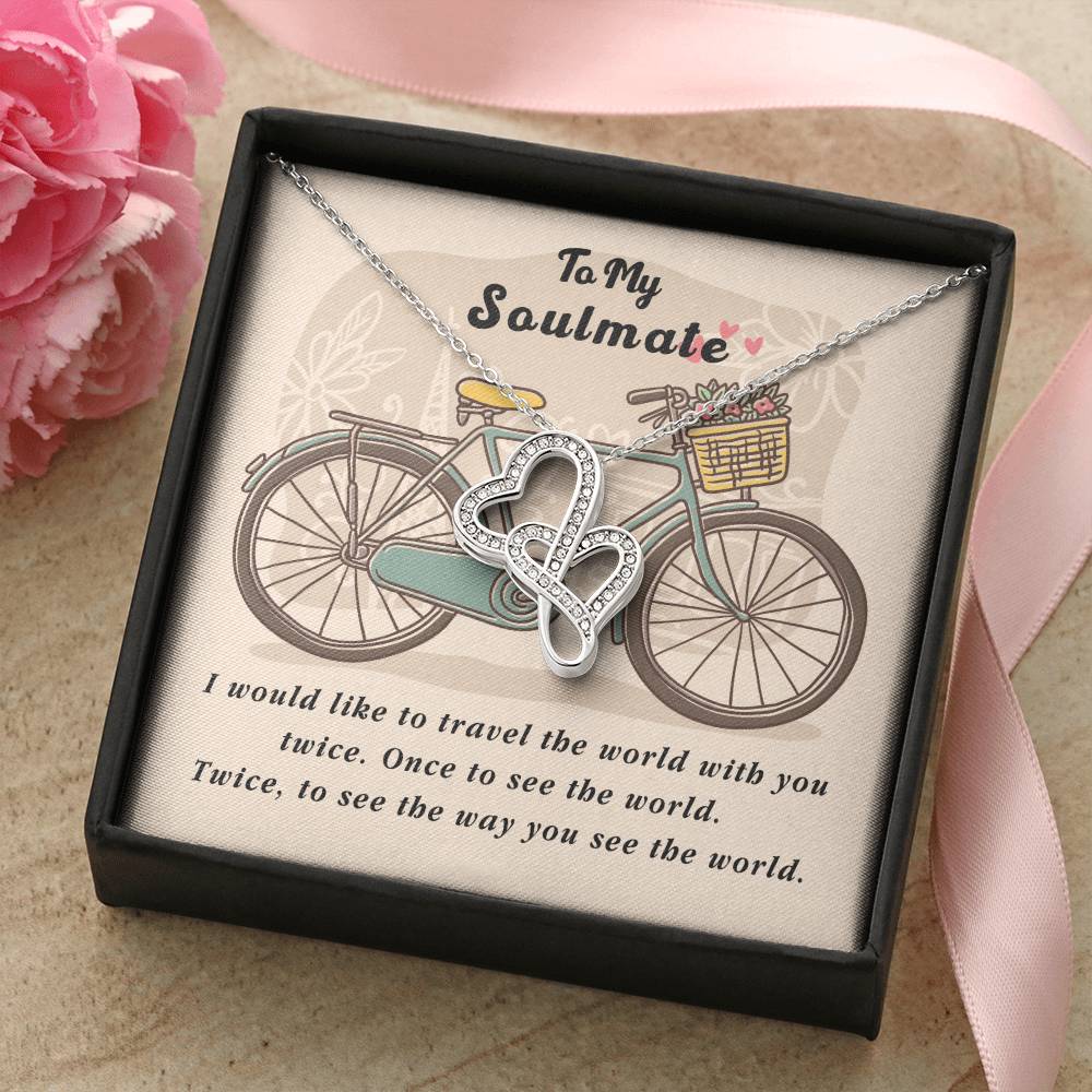 To My Soulmate Necklace For Soulmate Jewelry For Soulmate Romantic Meaningful Valentine’S Day Gift Forever Love Neckla Double Hearts Necklace