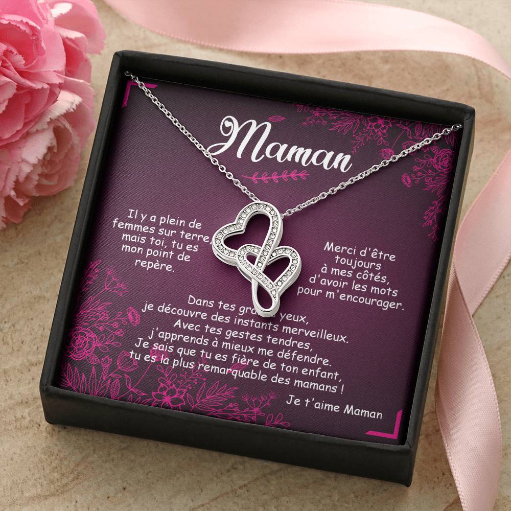 Collier Double Cœurs Maman Remarquable Double Hearts Necklace
