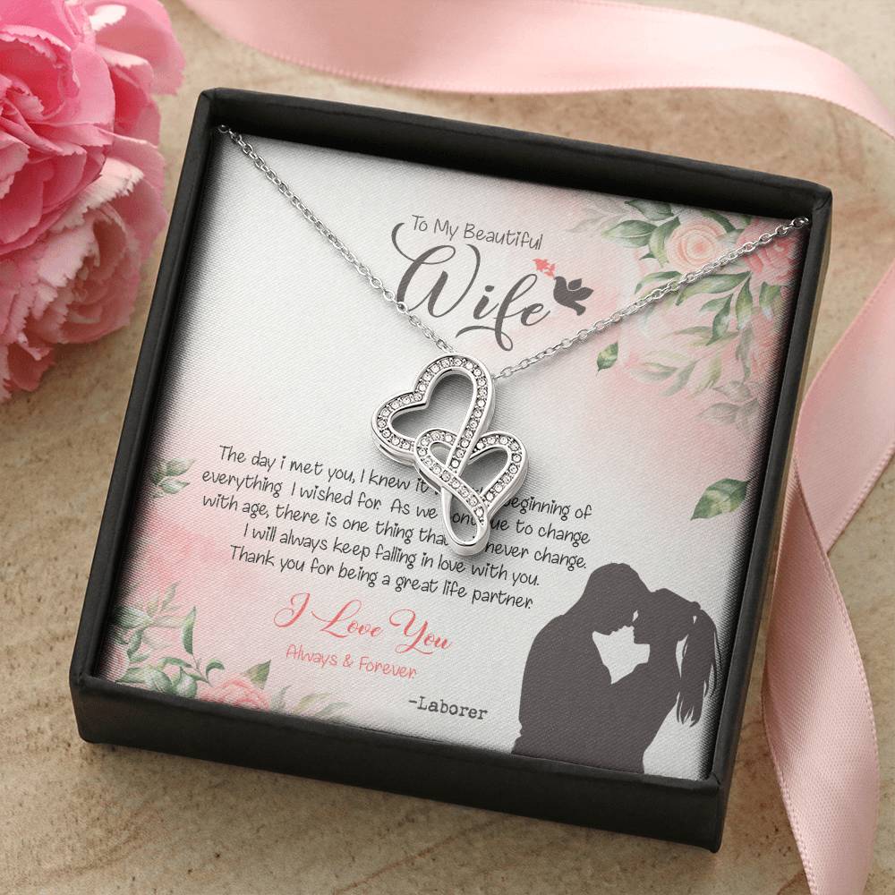 Laborer's Wife Dazzling Pendant Double Hearts Necklace