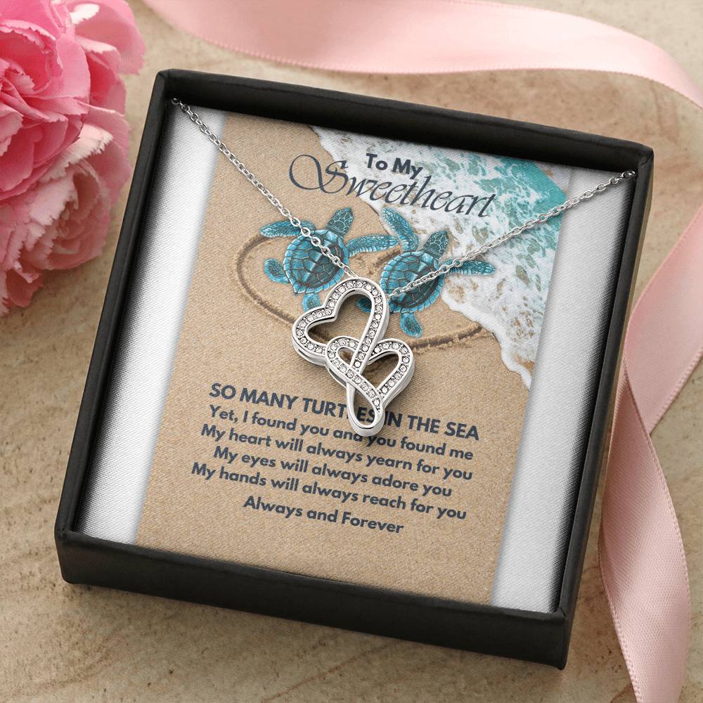 Turtle Love   Double Hearts Necklace