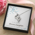 To My Amazing Bonus Daughter - Blue Double Hearts Necklace