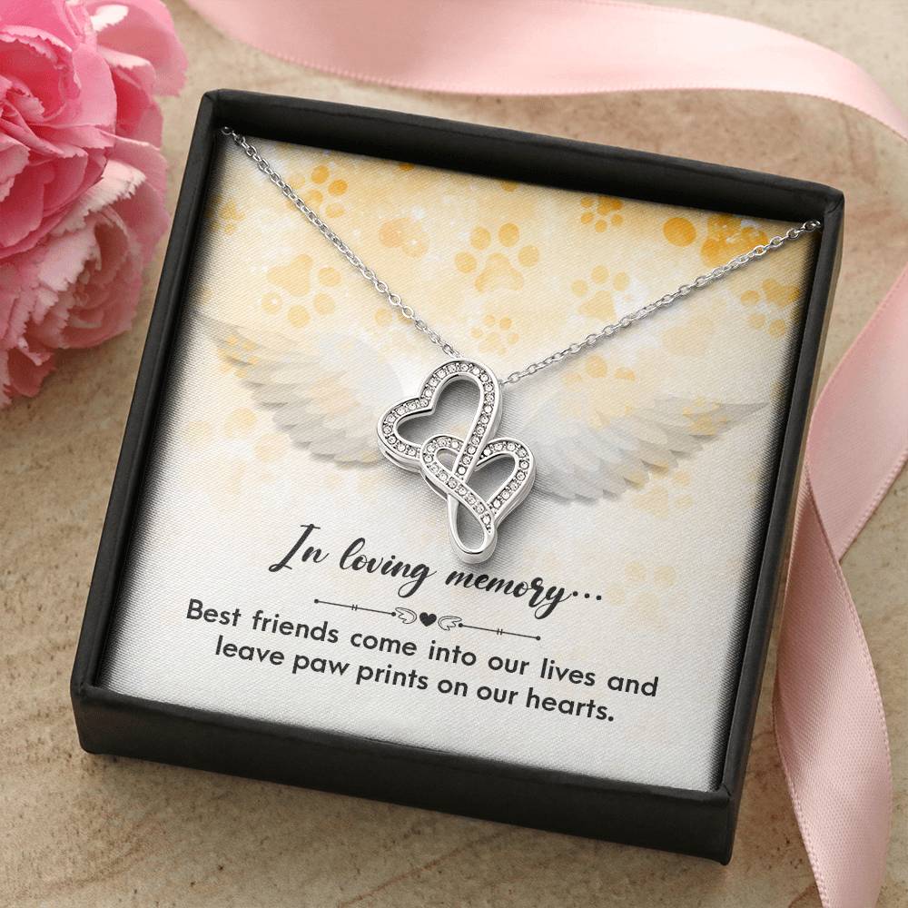 In Loving Memory - Best Friends Come Into -   Double Hearts Necklace