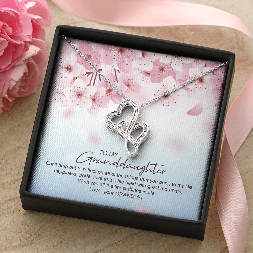 Wish You All The Finest Things In Life - Best Gift For Granddaughter Double Hearts Necklace