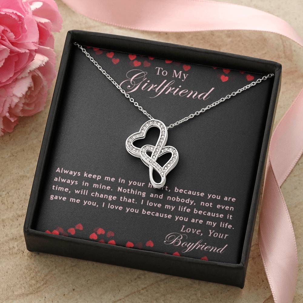 To My Girlfriend - Best Jewelry For Girlfriend -  For Girlfriend Double Hearts Necklace