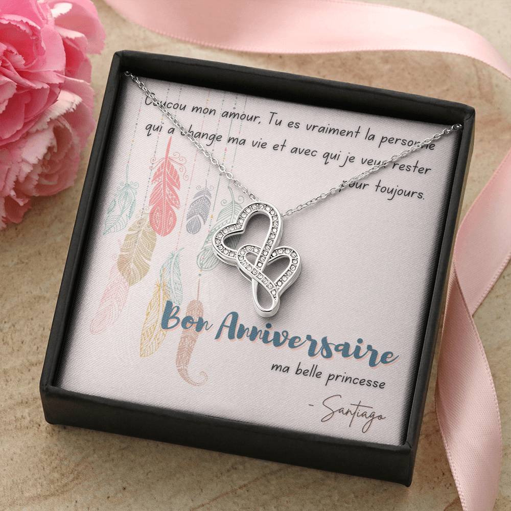 Santiago - Happy Birthday Double Hearts Necklace