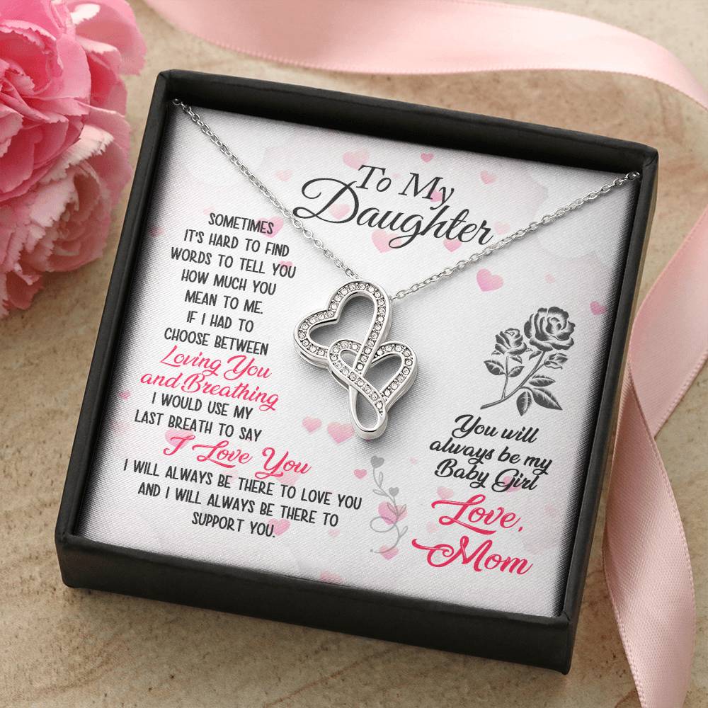 To Daughter From Dad 2 Double Heart Necklace Gift  - Mother And Daughter Necklace - Mom Gift - Mother Jewelry - Daught 2 Double Hearts Necklace