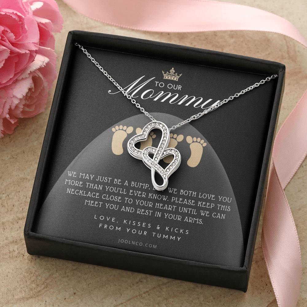 Twin Baby Gift Twins Baby Shower Future Mom Of Twins Twins Gender Reveal Twin Bump To Mom Gift From Twins Mothers Day  Double Hearts Necklace