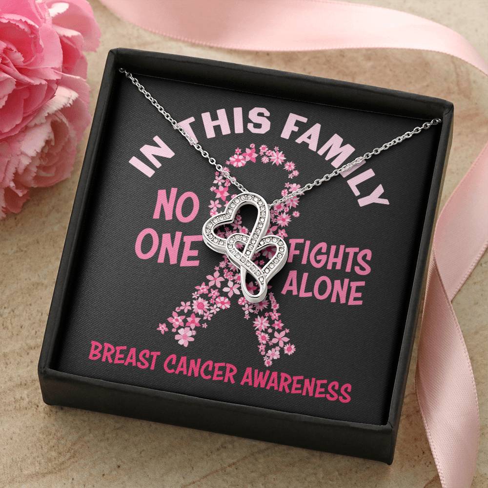 No One Fights Alone Double Hearts Necklace