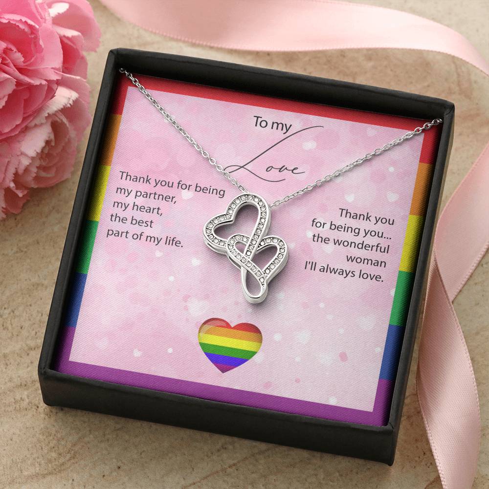 To My Love- Double Hearts Necklace
