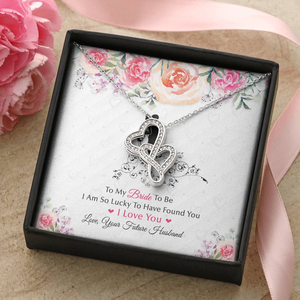 A Great Gift For The Bride To Be ! Your Fiancee Will Love It ! Double Hearts Necklace