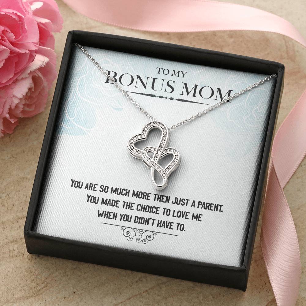 To My Bonus Mom 1 Double Hearts Necklace