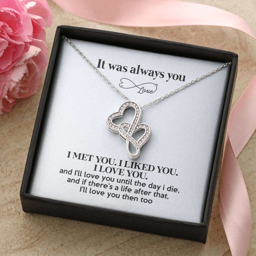 It Was Always You - Infinity Heart Necklace Double Hearts Necklace