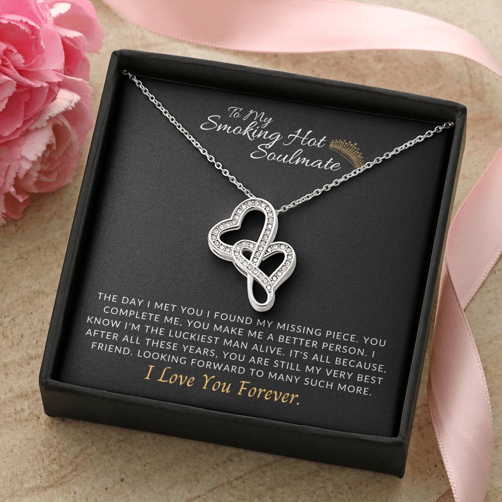 I’M The Luckiest Man Alive  To Soulmate Double Hearts Necklace