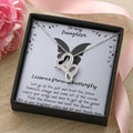 To My Daughter Lessons From A Butterfly - Blue Double Hearts Necklace