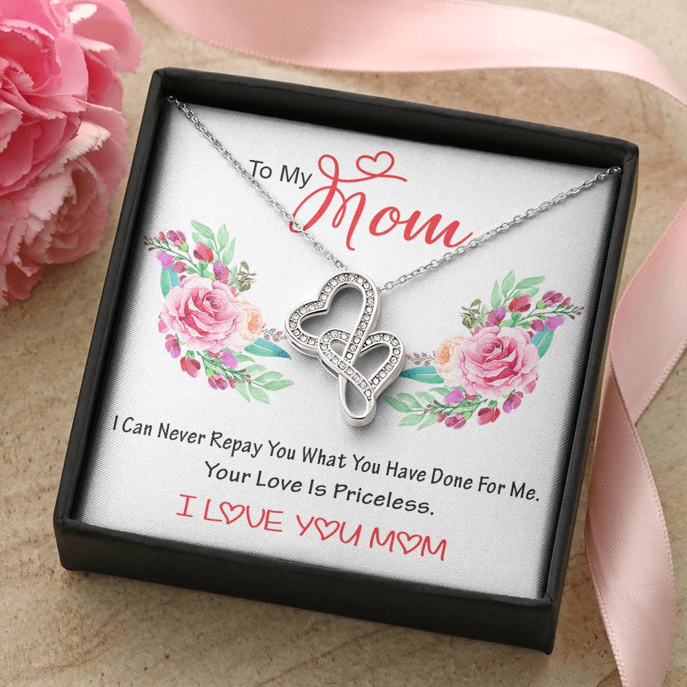 Special Gift For Mother From Sondaughter Double Hearts Necklace