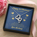 Happy 1St Christmas Blue Double Hearts Double Hearts Necklace