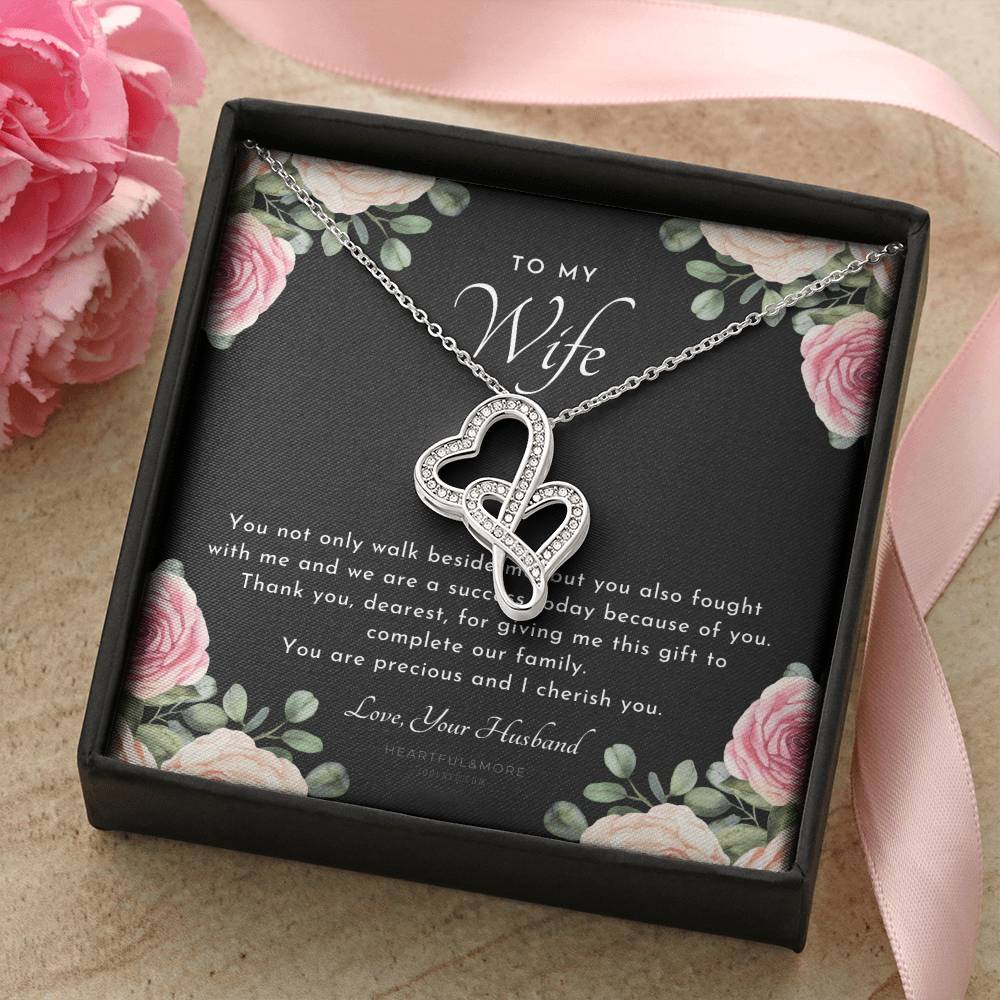 Postpartum Gift For Wife Gift For Wife Post Pregnancy Becoming A Mother Gift Gift For Wife Birth Wife After Pregnancy  2 Double Hearts Necklace