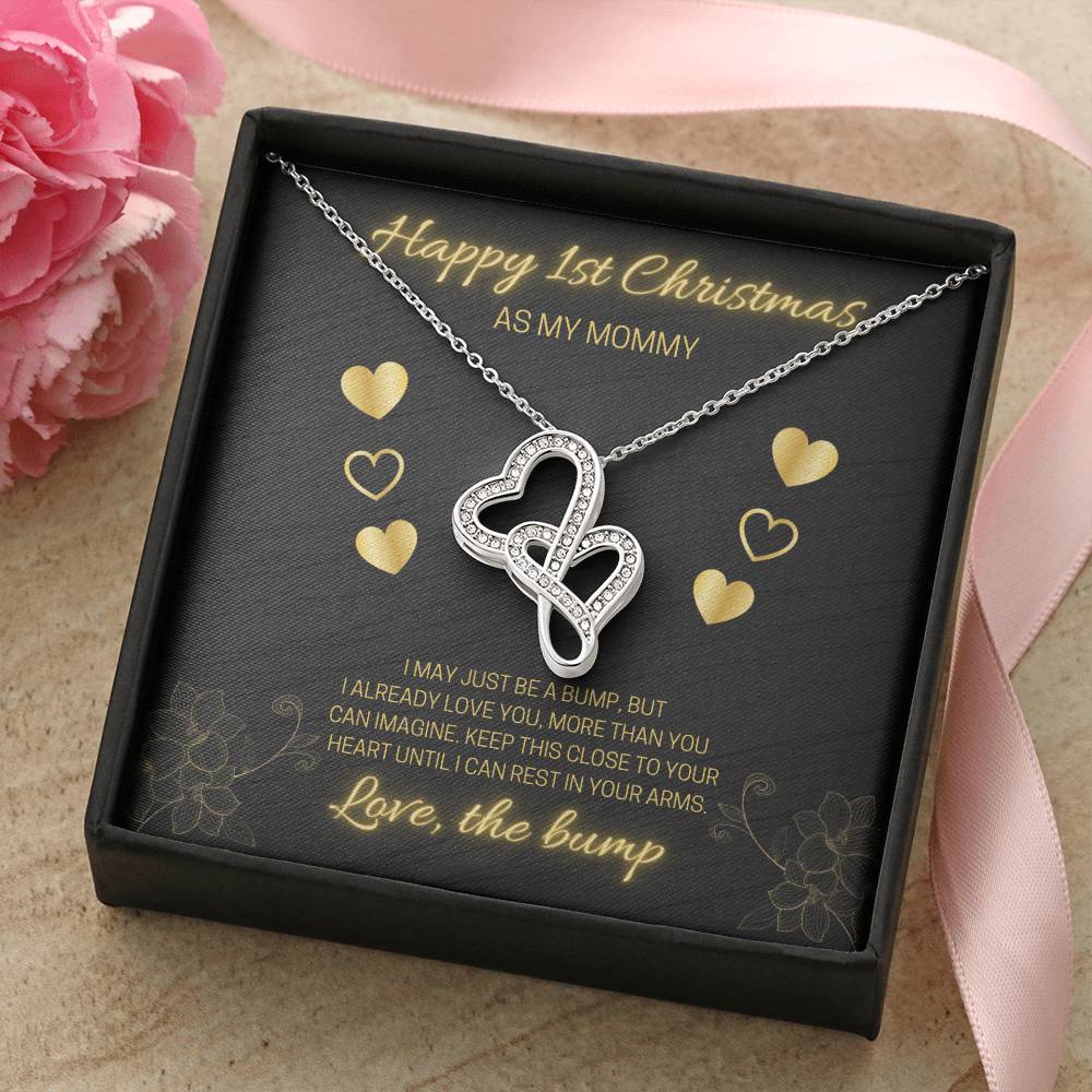 Happy 1St Christmas Black Double Hearts Double Hearts Necklace