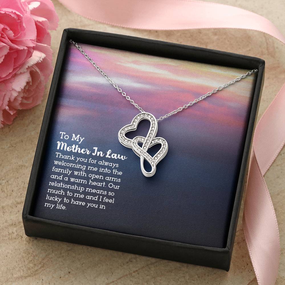 To My Mother-In-Law -  Double Hearts Necklace