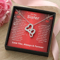 Sister Gift Sister Necklace Message Card Jewelry With Special Message Card Double Hearts Necklace