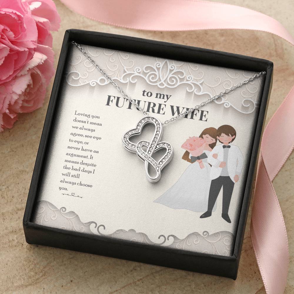 To My Future Wife Necklace - Two Hearts For Wife - Romantic Fiancee Jewelry Necklace For Fiancee Engagement Gift For H Double Hearts Necklace