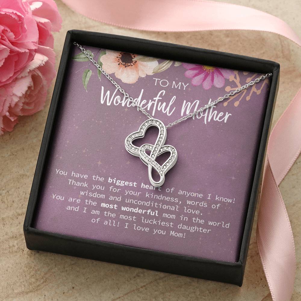 Birthday Gift From Daughter Gift For Mom Birthday Gift For Mom From Daughter Necklace Gift Mother's Day Gift Women's J Double Hearts Necklace