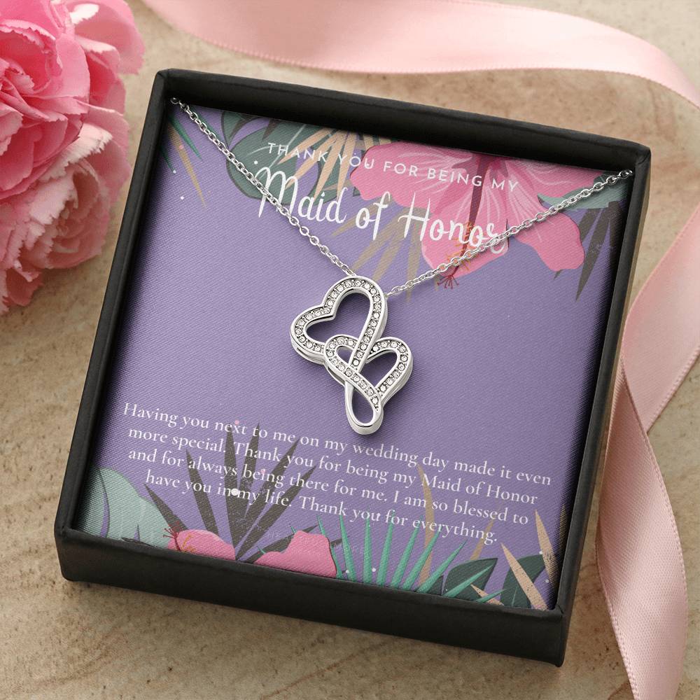 Maid Of Honor Thank You Gift From Bride Bridesmaid Gift Maid Of Honor Gift Necklace Matron Of Honor Gift Thank You Gif 2 Double Hearts Necklace