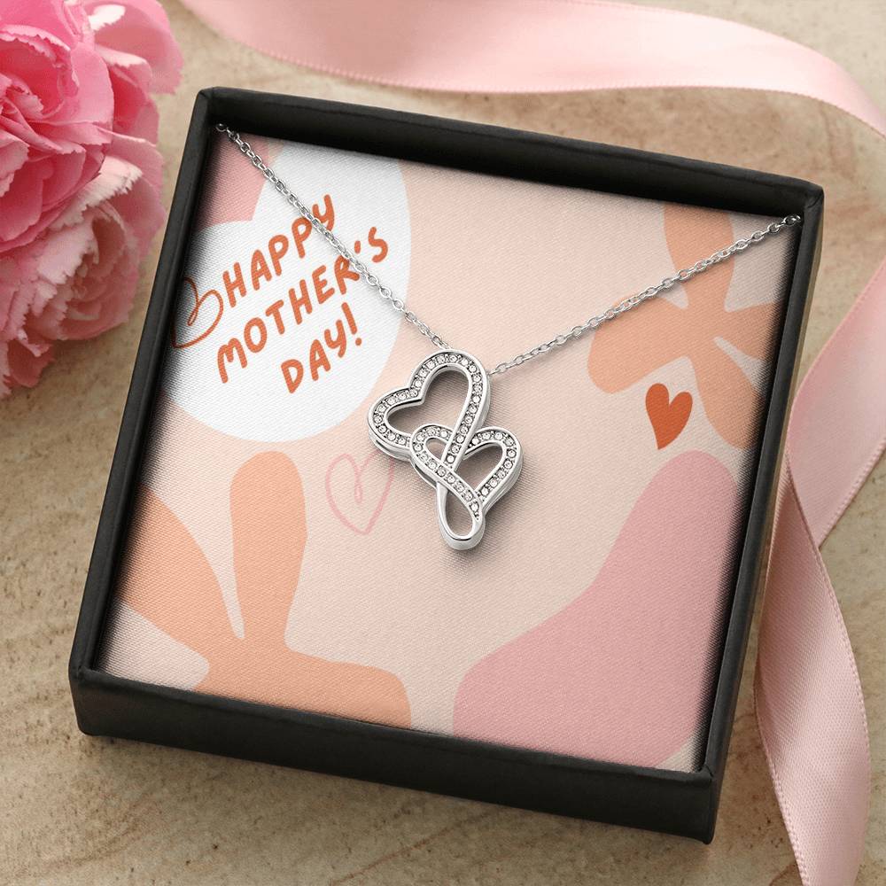 To My Lovely Mom Double Hearts Necklace