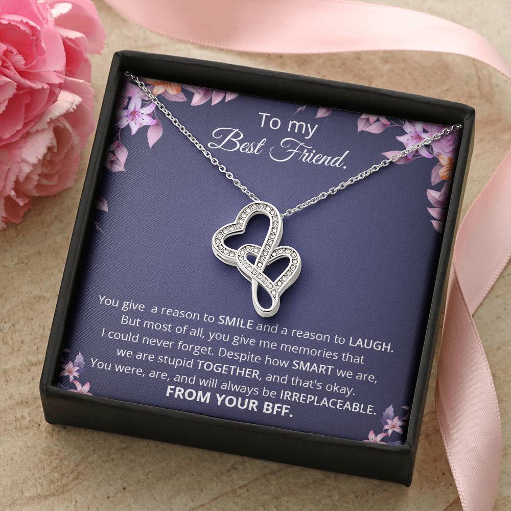 To My Best Friend Necklace Love Knot Pendant Valentines Day Gift For Friend Jewelry Silver Friendship Present Valentin Double Hearts Necklace
