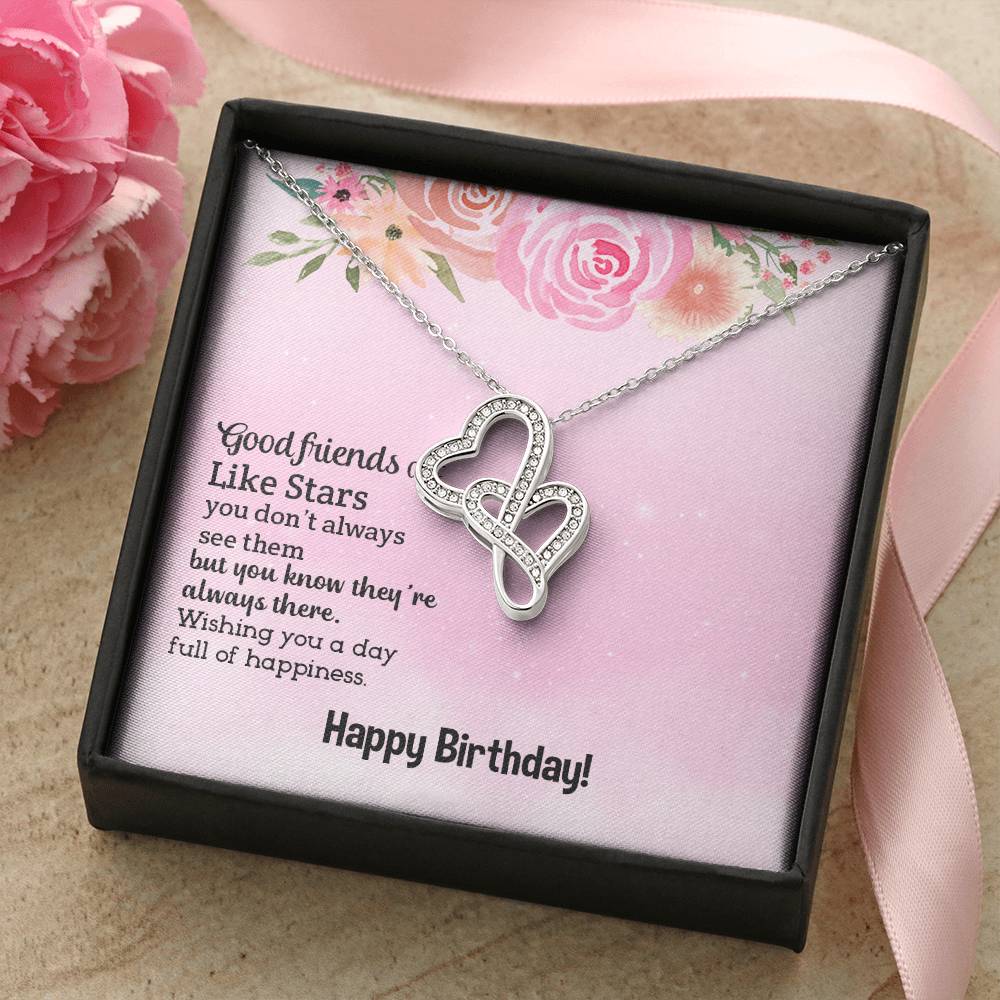 Good Friends Are Like Stars - Birthday Gift For Friend -  Double Hearts Necklace