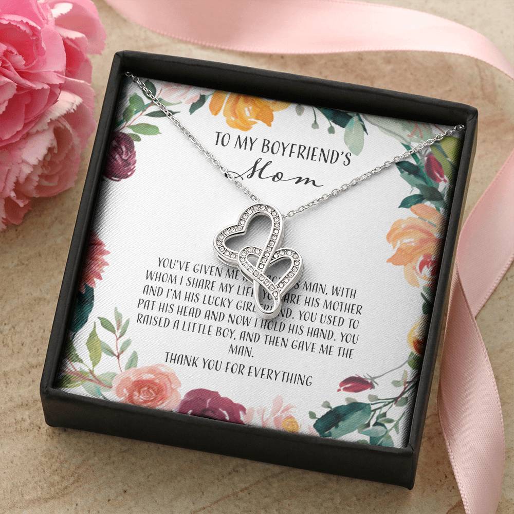 To My Boyfriends Mom - Floral Double Hearts Necklace